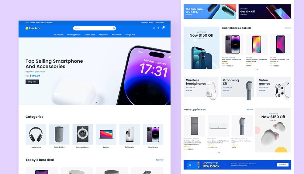electronics dropshipping wordpress theme elementor template